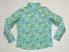 IBKUL Womens Rachel Jade Multi Long Sleeve Mock Golf Shirt Size XL Vented 1/4