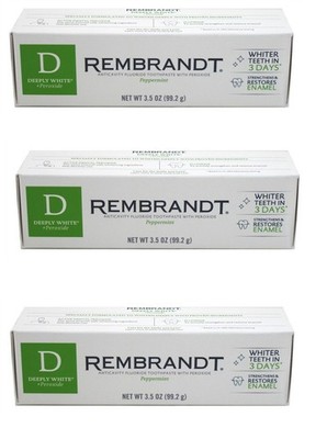 BL Rembrandt Toothpaste Deeply White+Peroxide Peppermint 3.5oz X 3 Packs