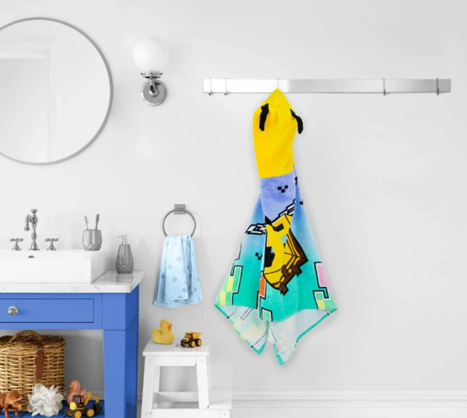 Toalla de baño con capucha Minecraft para niños, 51 x 22, algodón amarillo Mojang Foto 2 de 4