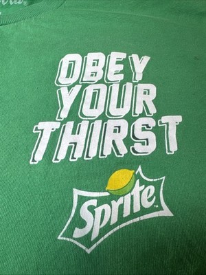 Sprite Adult T-Shirt - Obey Your Thirst Lapel Logo back Green Size Medium