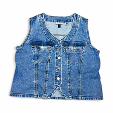 Universal Thread Denim Vest Womens Large L Blue Jean Button Front Boho Western