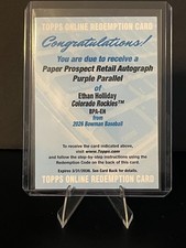 ETHAN HOLLIDAY - 2026 BOWMAN - PURPLE AUTO RE...
