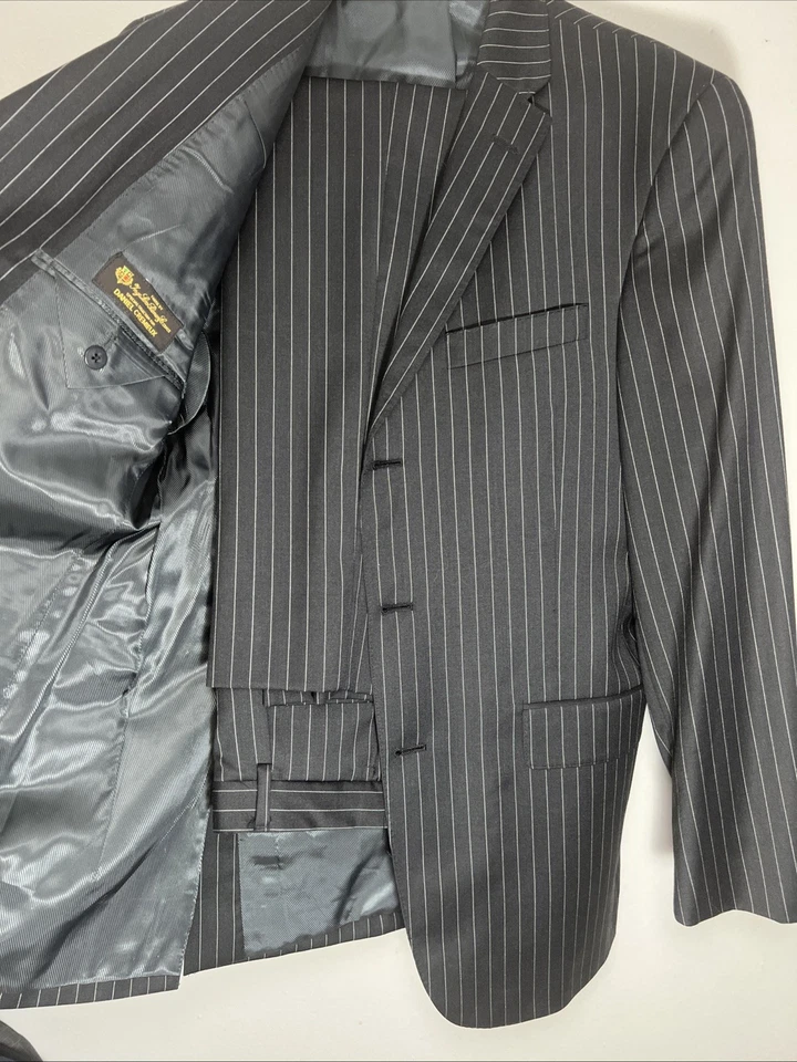 Traje Daniel Cremieux 2 piezas para hombre 39R gris a rayas Loro Piana pantalones de lana 32Wx30L Foto 3 de 4