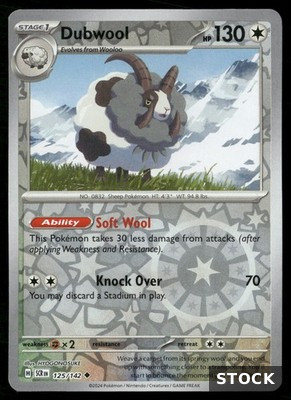 Dubwool Stellar Crown 125/142 Uncommon Reverse Holo Pokemon Near Mint