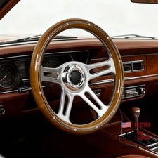 14inch Solid Wood Steering Wheel 350mm 4-spoke 6-bolt Chrome-plated Aluminum 14inch Solid Wood Steering Wheel 350mm 4-spoke 6-bolt Chrome-plated Aluminum