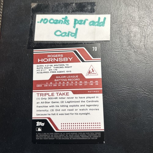 Btt 2008 Triple threads /1350 #70 Rogers Hornsby St. Louis Cardinals - 第 3/3 張圖片