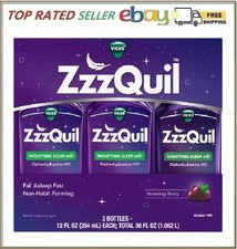 ZzzQuil Nighttime Sleep-Aid Liquid, Berry, 12 fl. oz., 3 pk.