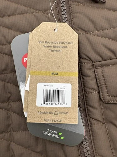 &Lore By Tahoe River Vest Mens Medium Brown Full Zip Primaloft Quilted Puffer image 6