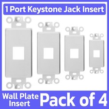4 Pack Keystone Wall Plate Insert One Port 1 Keystone Jack Fits Decora Wallplate