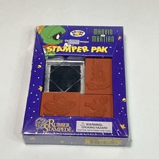 NIB Vintage 1995 Looney Tunes Marvin the Martian Rubber Stamp 3 Stamper Pak Box