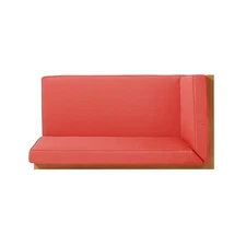 Corner Bench in Red - Acacia Wood Frame & Water-Resistant Cushions for Rustic