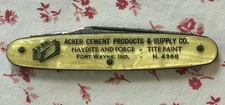 Antique Pocket Knife Advertising Acker Cement Products & Supply Co Fort Wayne IN