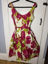 ELIZA J New York Floral Midi Fit and Flare belted tea garden elegant dress. Sz 8