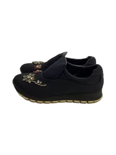 Prada Black Crystal Embellished Slip-On Low-Top Sneakers Size 36
