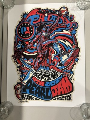 Pearl Jam Poster Philadelphia Sixers Dr. J 2024 Show 9/9 Ames Dark