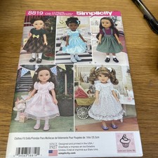 Simplicity Pattern 8819 ~ 14" DOLL CLOTHES ~ (5) Styles of Dresses