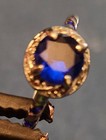 silvertone sz 9 ring with round simulated sapphire stone, smaller stones on band — photo 1