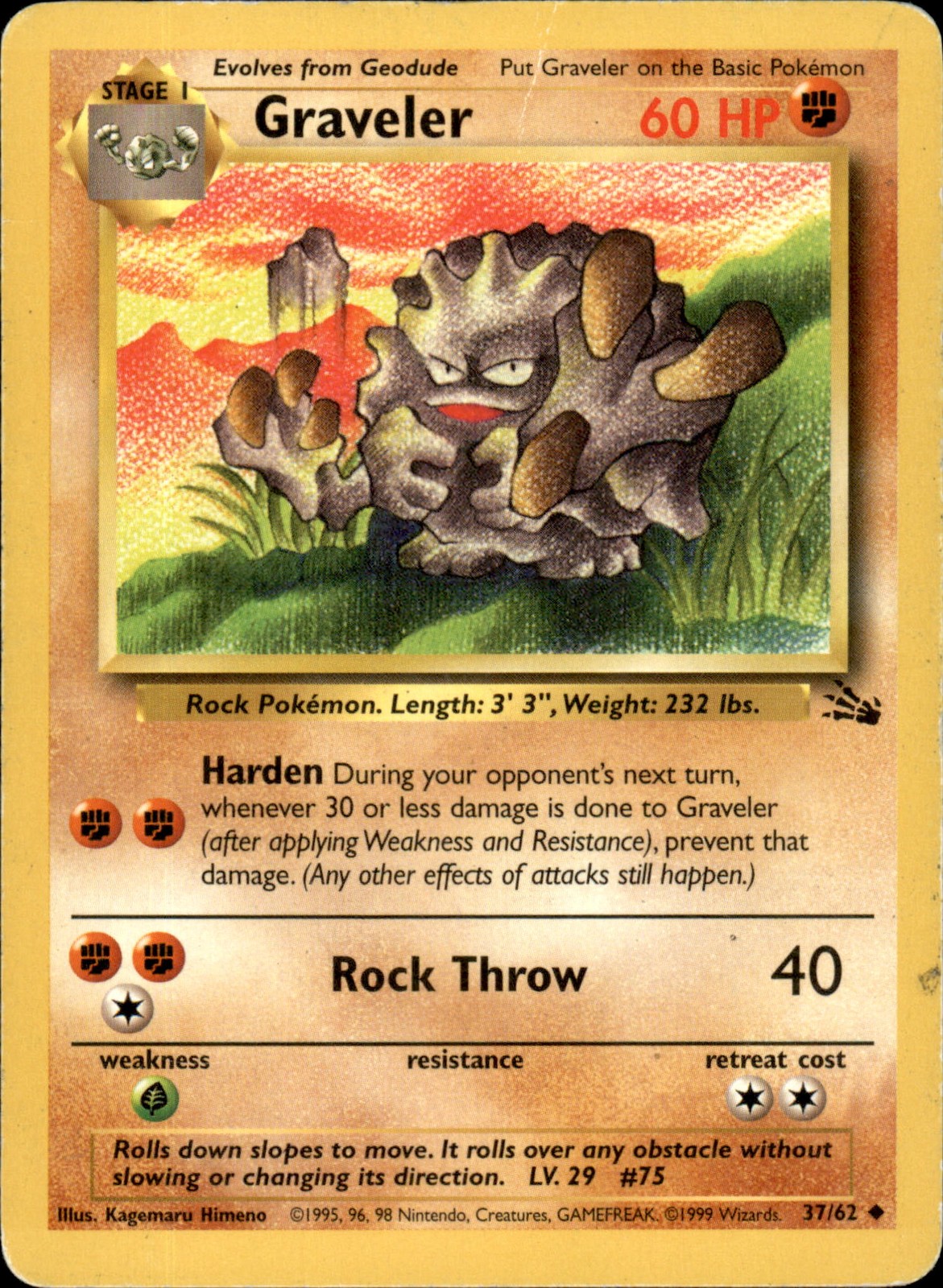 Graveler 37/62 Unlimited - Pokemon Fossil - HP