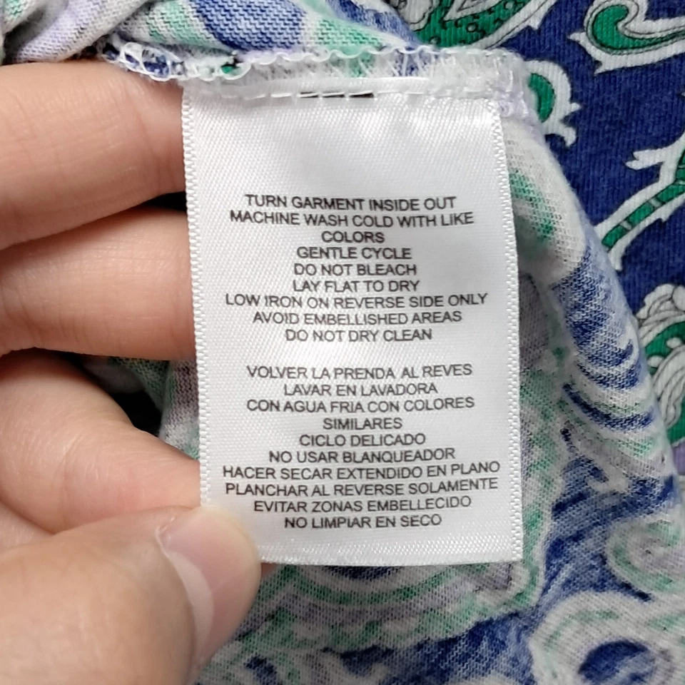 Caribbean Joe Women's Shirt Paisley Pattern Blue Large Petite - Image 4 of 4