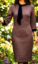 Vfshow Vfemage Career Dress M | Multicolor Tie Front | Sheath | Office Chic