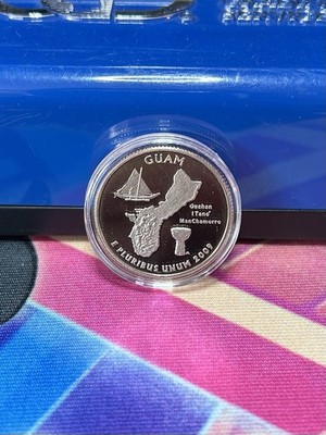 2009-S Territories 25c Quarter Dollar, Guam, DCAM GEM Proof Coin, Mirror Finish