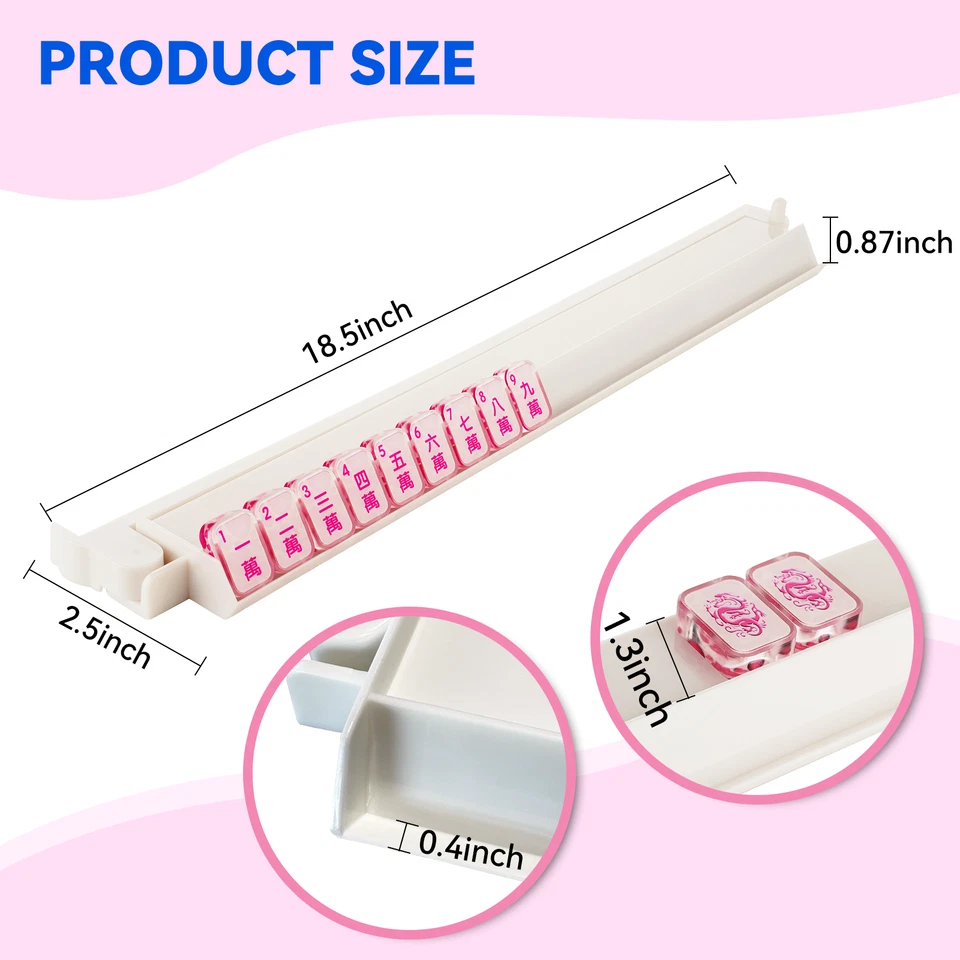 4 Pack Acrylic Mahjong Racks with Pushers Combo, All-in-One Tile Pushers, White - Image 3 of 4