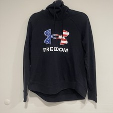 Under Armour Freedom Hoodie Women M America Stars Stripes Activewear Black