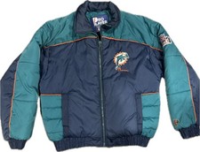 Vintage Miami Dolphins Pro Player Puffer Jacket Youth XL NFL Spellout 90s