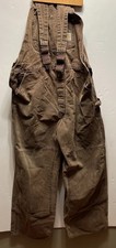 VTG Carhartt Bib Overalls Dark Brown Double Knee Size Unknown No Inside Tag EUC