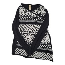 Faded Glory Rayon Cardigan Sweater Women's Black White Aztec Print Size Small