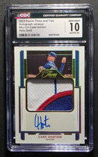 2023 PANINI THREE AND TWO CADE HORTON RC HOLO GOLD AUTO PATCH RELIC 6/12 CGC 10