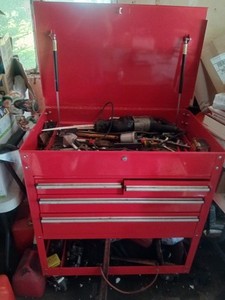 Roller Cart Tool Cabinet Storage Chest Box Red 4 Drawer + Tools