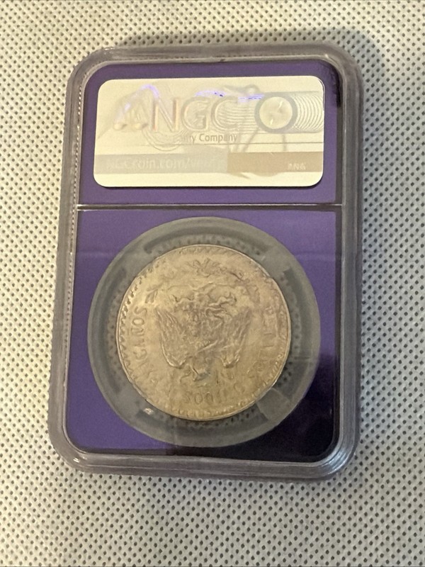 1944 M Mexico One Peso - NGC MS64 - Purple Case