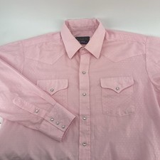 Vintage Panhandle Slim Western Shirt Pink Snap 17-34 Made in USA Cowboy 80s