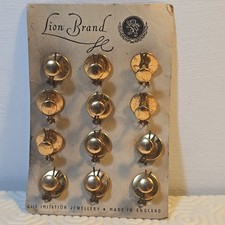 Antique Early 1900s Loin Brand Shirt Pins Buttons Set of 12 Original Package