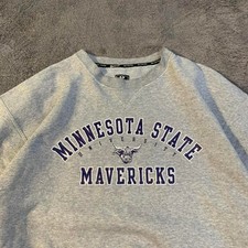 Vintage Minnesota State University  Mavericks Grey and Blue Crewneck XL