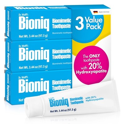 Bioniq Classic Toothpaste 3x3.44oz 20% Hydroxyapatite Daily Use Pack