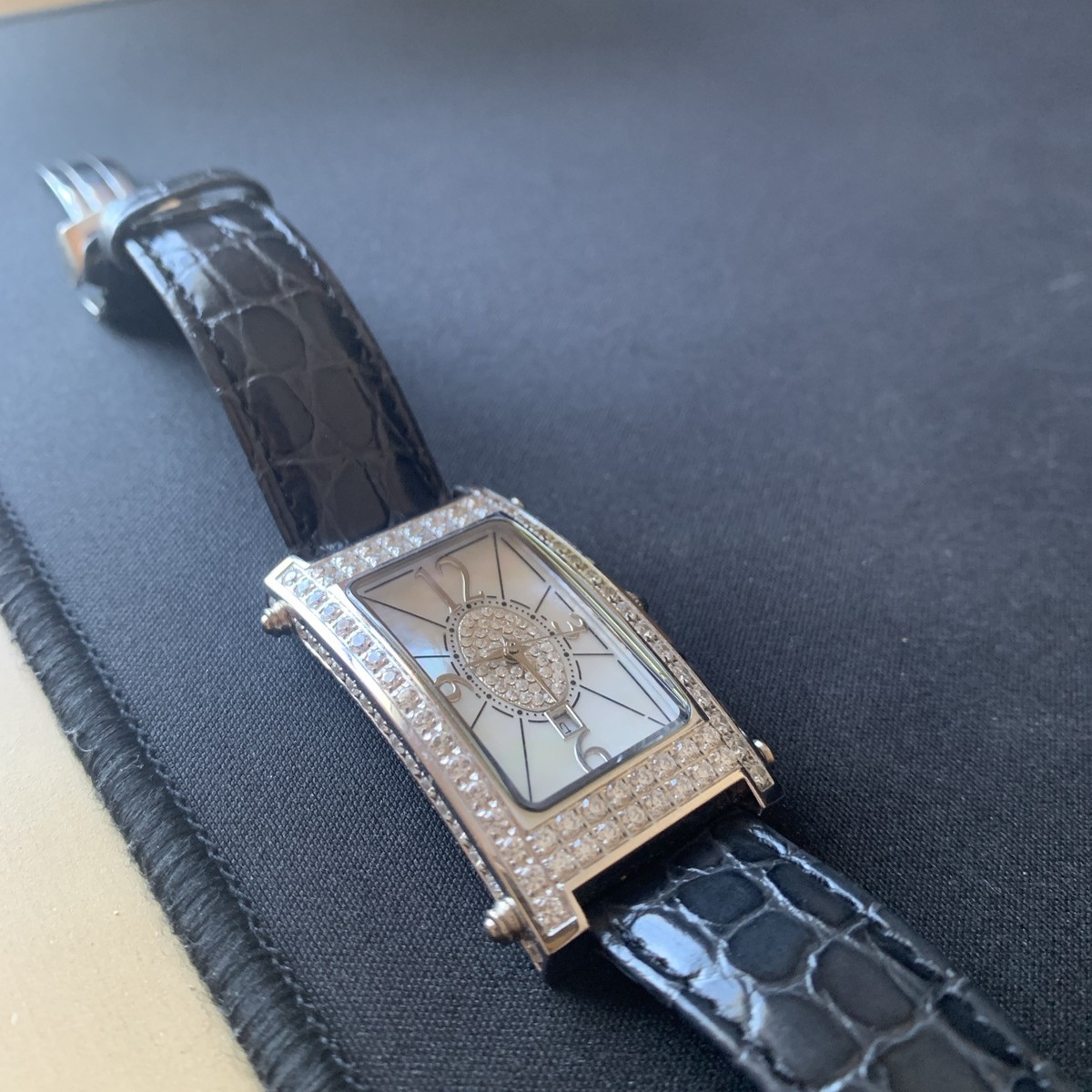 New in Box Croton Ladies Watch Rectangle MOP Face CZ Sapphire Crystal Art Deco New in Box Croton Ladies Watch Rectangle MOP Face CZ  main image 3