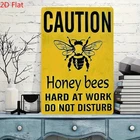 Vintage Bee Warning Tin Metal Signs Home Décor 8x12 Rustic Iron Wall 'Beware of