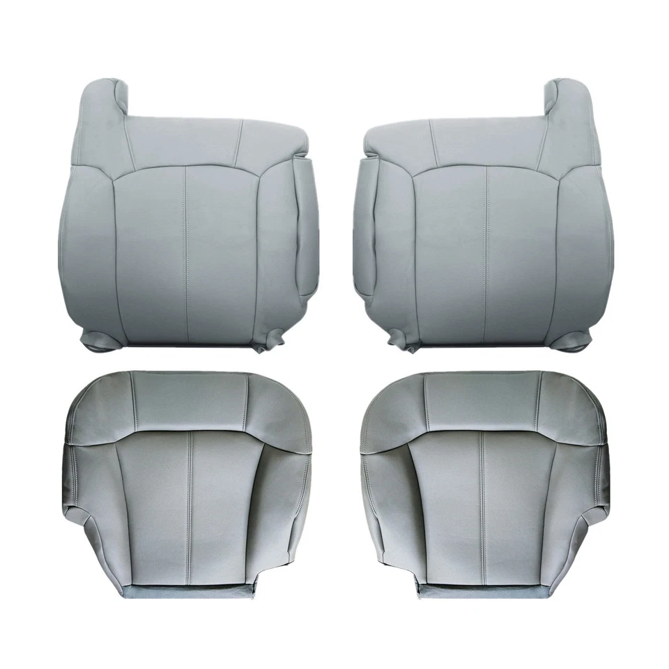 Cubierta de asiento de cuero inferior y trasera inclinada gris para Chevy Silverado GMC Sierra 99-02 Foto 4 de 4