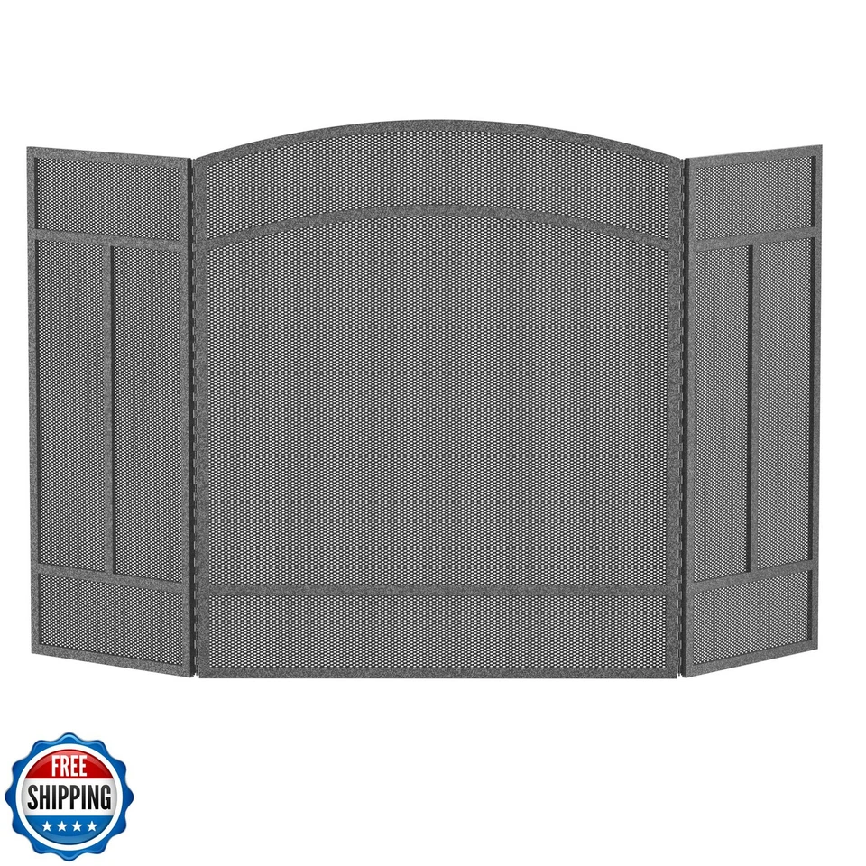 Pantalla Chimenea Belleza Fuego 3 Paneles Hierro Forjado 48"(L) x 29"(H) Foto 3 de 4