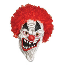 Freakshow Fangs Adult Clown Mask with Red Hair Halloween Horror Mask - Fun World