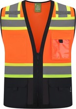 Class 2 Reflective Safety Vest with Pockets Zipper ANSI Standard