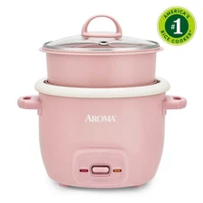 AROMA® 4-Cup Rice Cooker & Food Steamer with Bonded Granite - Pink