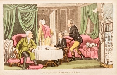 Dr. Syntax A Tour of - Aquatinta altkoloriert Rowlandson 1823 mit Passepartout