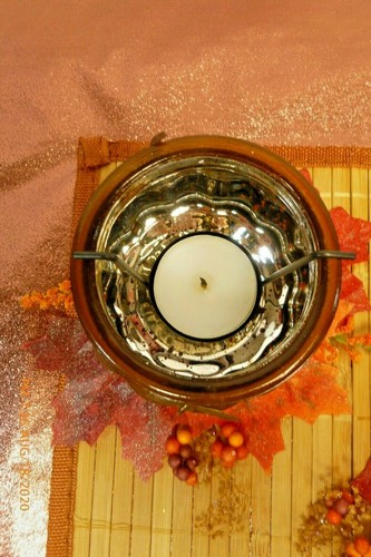 THANKSGIVING Centerpiece Vine Pumpkin Mercury Glass Candle Holders Fall Decor - Picture 11 of 12