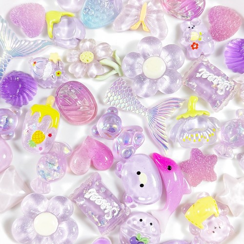 50Pcs Color Series Cartoon Food Sweets Animal Flower DIY Phone Case Making Charm - Picture 19 of 45