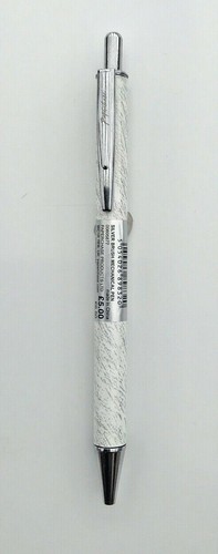 Paperchase Silver Brush Metal Mechanical Pen Ballpoint Pen White Pen Black Ink - Picture 2 of 3