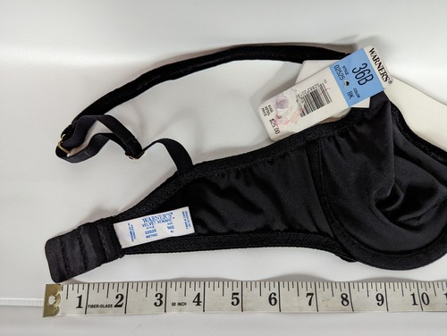 Warners Vintage 90er schwarz Samt Vorsicht BH #2525 Bügel ungepolstert schwarz 36B Neu mit Etikett - Bild 8 von 10