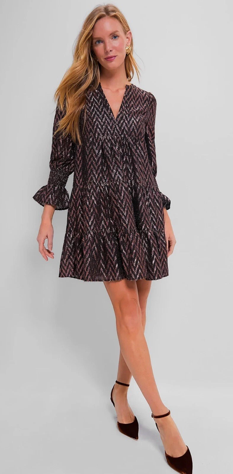 Abito da festa Tuckernuck Pomander Place Kenzo metallizzato Ikat nero Medium 8 10